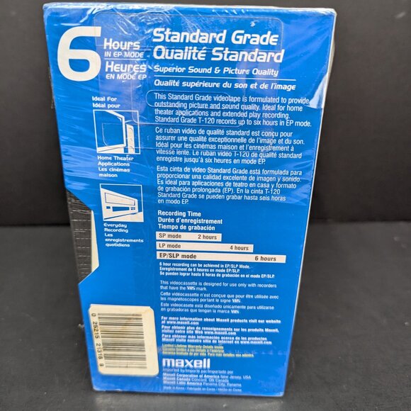 Maxell Videocassette 6 Pack Standard Grade 6 Hour Tapes VHS T 120 246m - Picture 6 of 7